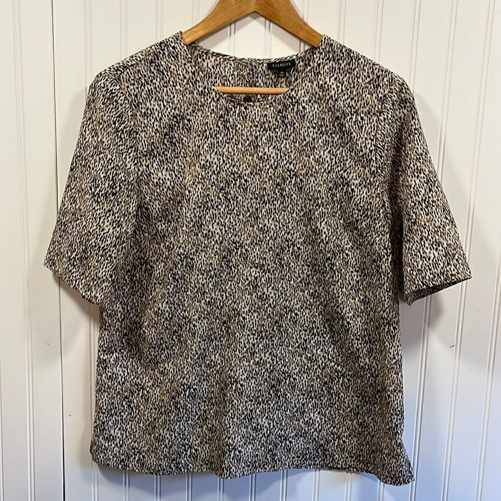 Talbots animal print short sleeve blouse